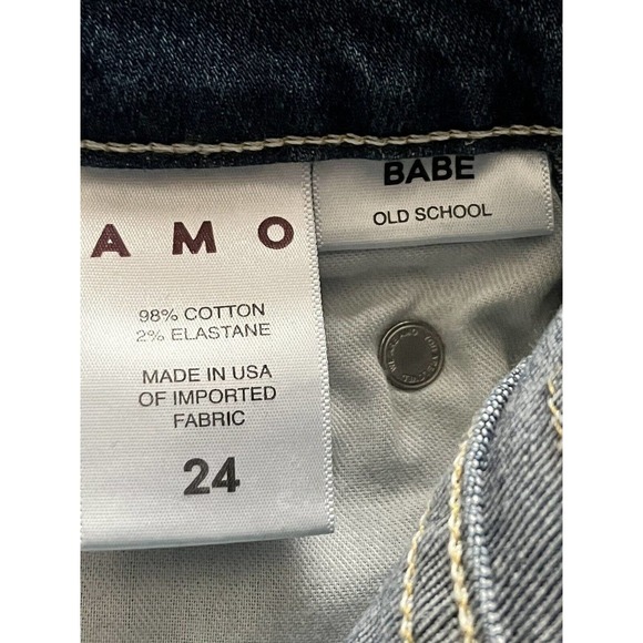 AMO Babe Old School Jeans • 24• with Piping Blue Raw Hem $298 - Picture 13 of 14